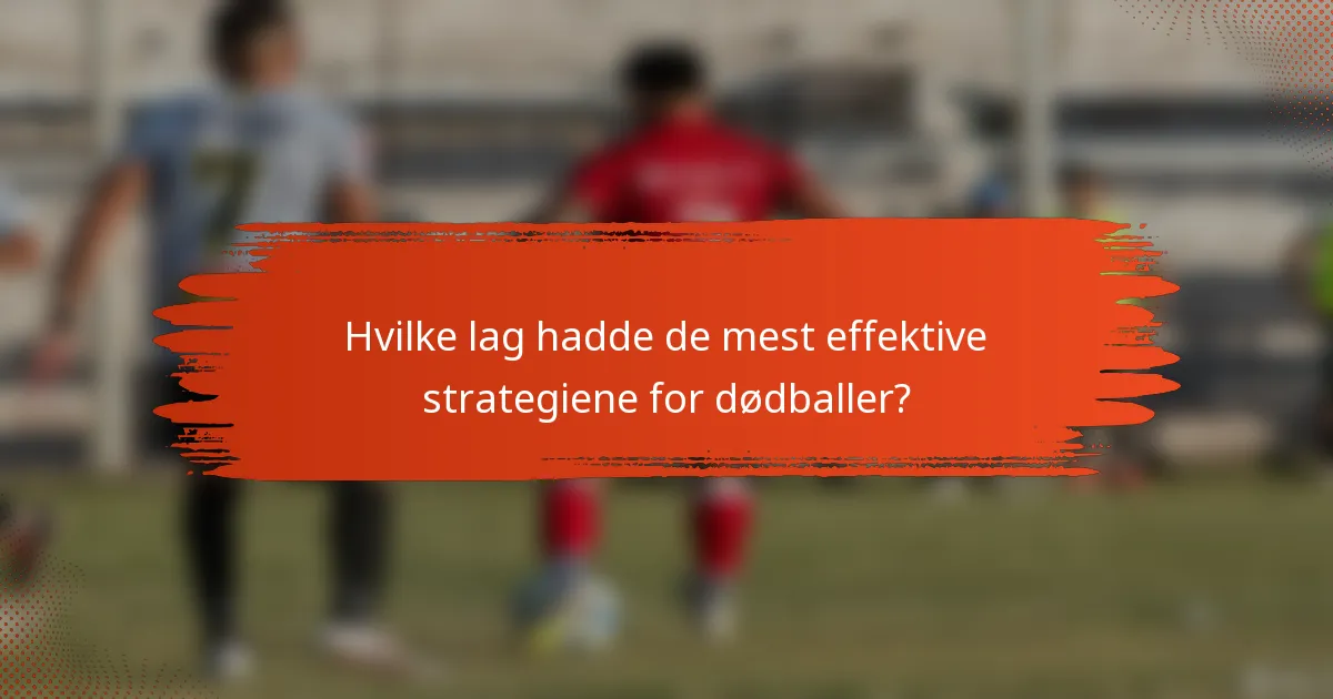 Hvilke lag hadde de mest effektive strategiene for dødballer?